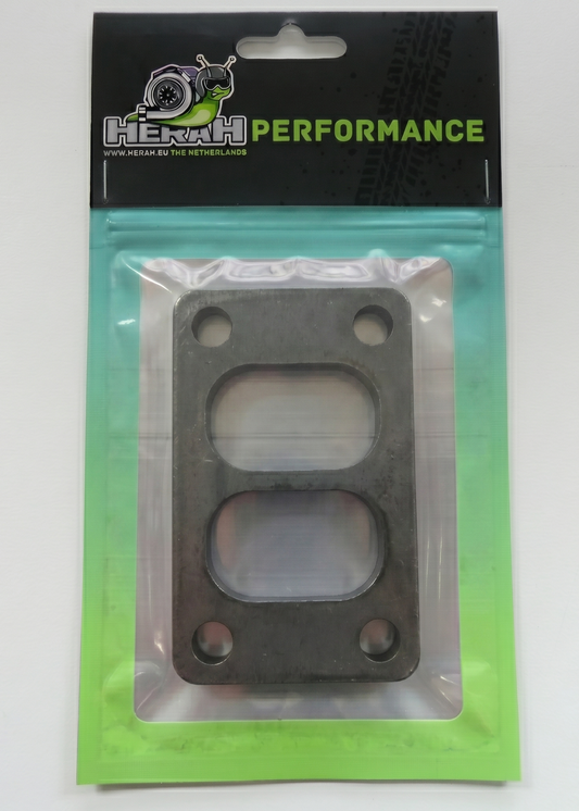 Turbo flange on a Herah Performance packaging with a clear window
