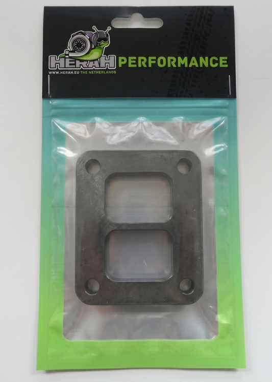 Turbo flange on a Herah Performance packaging with a clear window
